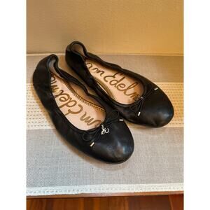 Sam Edelman Felicia Black Leather Cushioned Ballet Flats Size 9